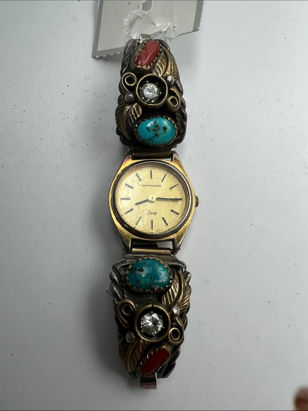 Vintage Native Turquoise Coral Wittnauer Watch